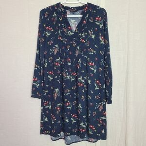 George Women's Navy Floral Long Sleeves Casual Summer Knee Length Dress